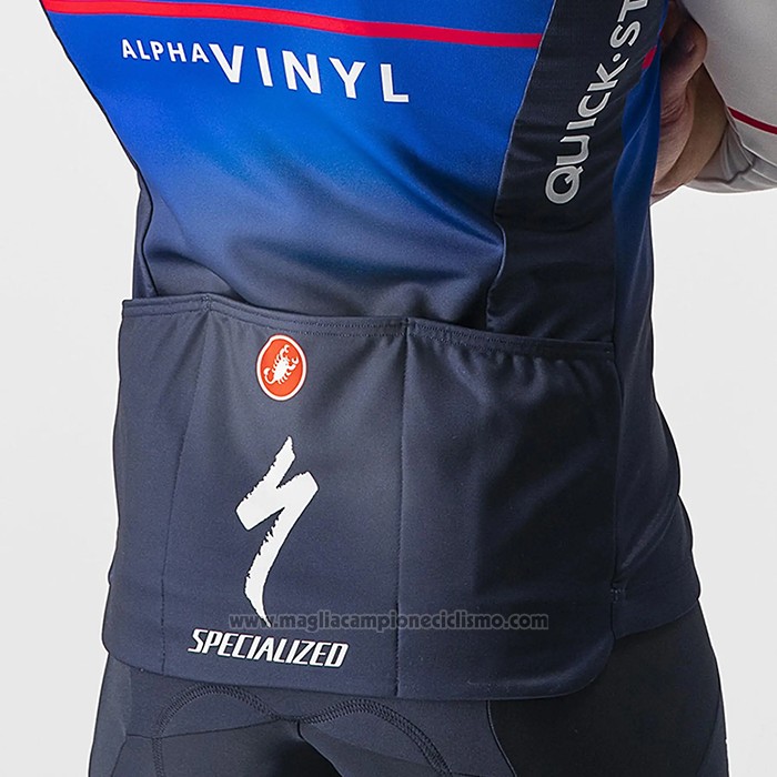 2022 Abbigliamento Ciclismo Deceuninck Quick Step Blu Bianco Manica Lunga e Salopette